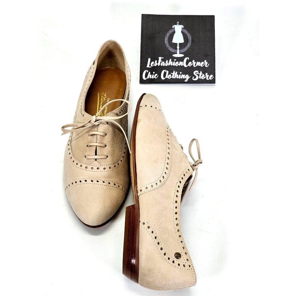 Etienne Aigner Beige Suede Oxford Flats - Picture 8 of 16